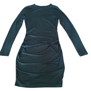 BTFBM Women's Dark Green Side Ruched Long Sleeve Dress SZ XS NWT